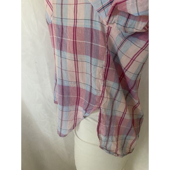 Isabel Marant Etoile Shirt Pink Purple Plaid Cotton Puff Balloon Sleeve … - Picture 11 of 11